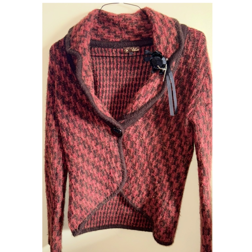 Nicola Women's Orange & Brown Patterned Cardigan Sweater
